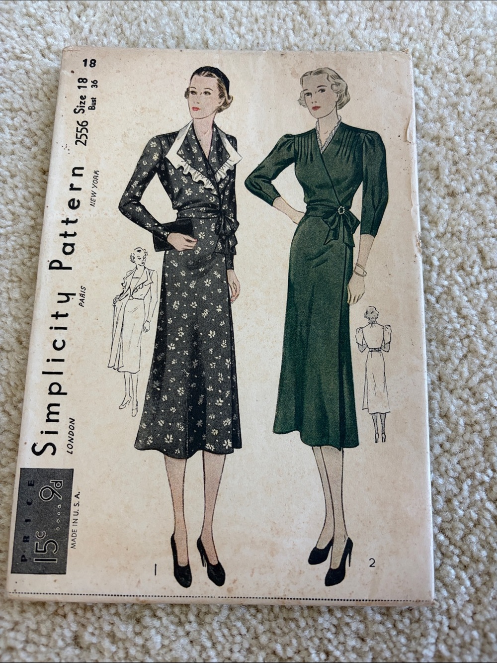 Simplicity vintage Midi Wrap Dress Sewing Pattern, 36- inch bust